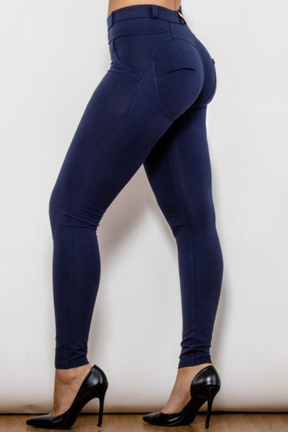 Comfy Huggers Deep Navy Buttoned Skinny Long | Jeans
