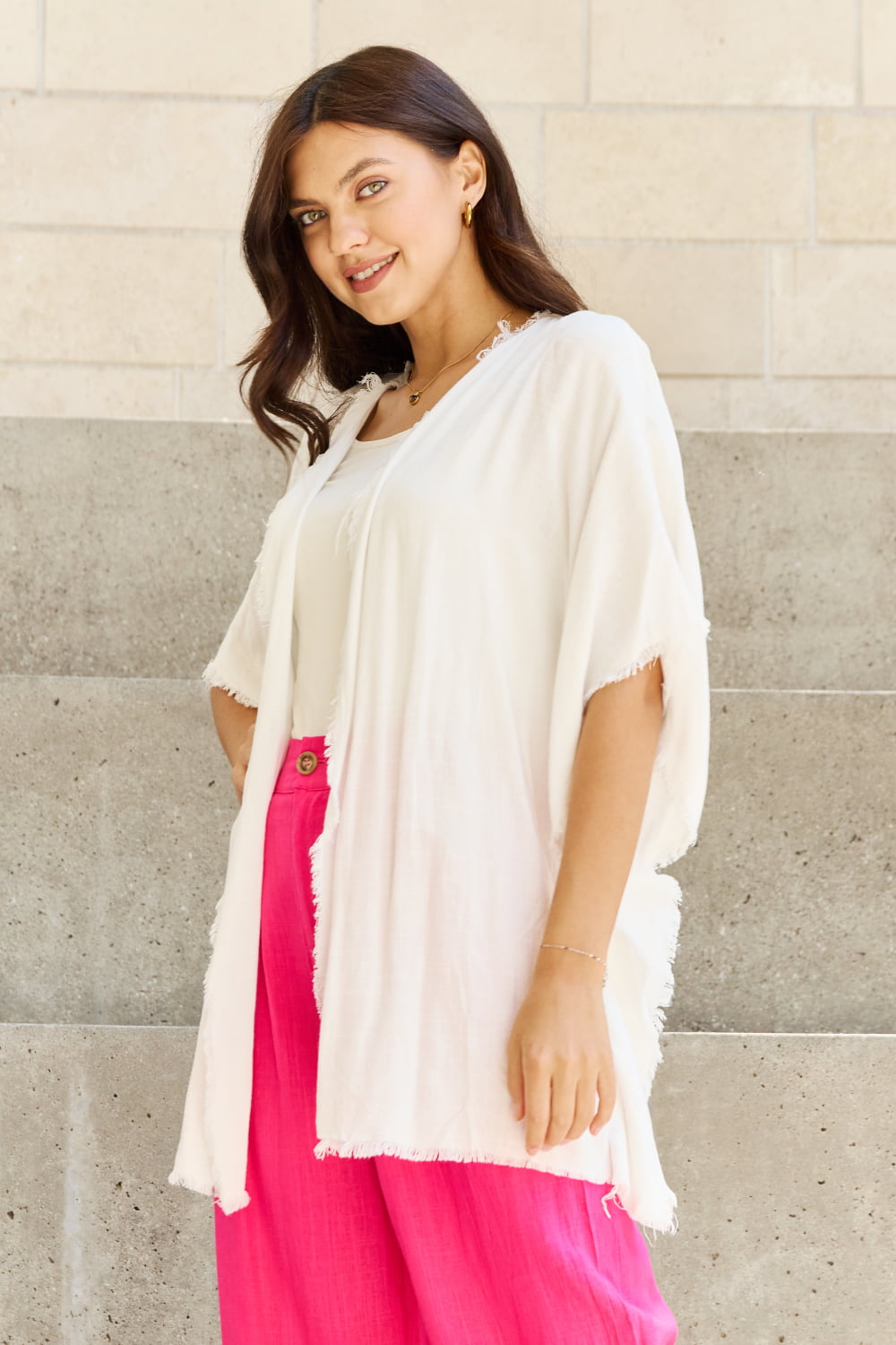 Wash Gauze Open Front in Off White | Kimono