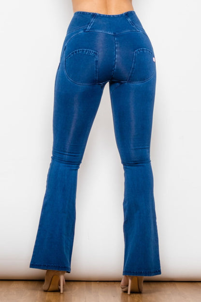 Comfy Huggers High Waist Zipped Flare Long | Jeans