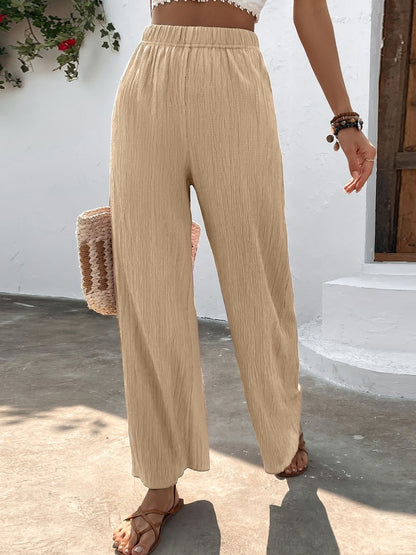 Breezy Textured High-Waist Wide Leg | Pants
