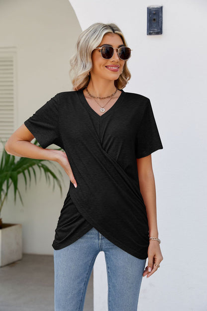 V-Neck Crisscross Short Sleeve | Tee