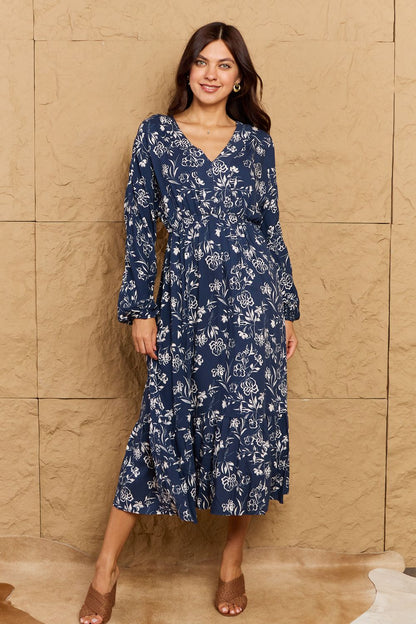 Balloon Sleeve Floral Midi | Dress