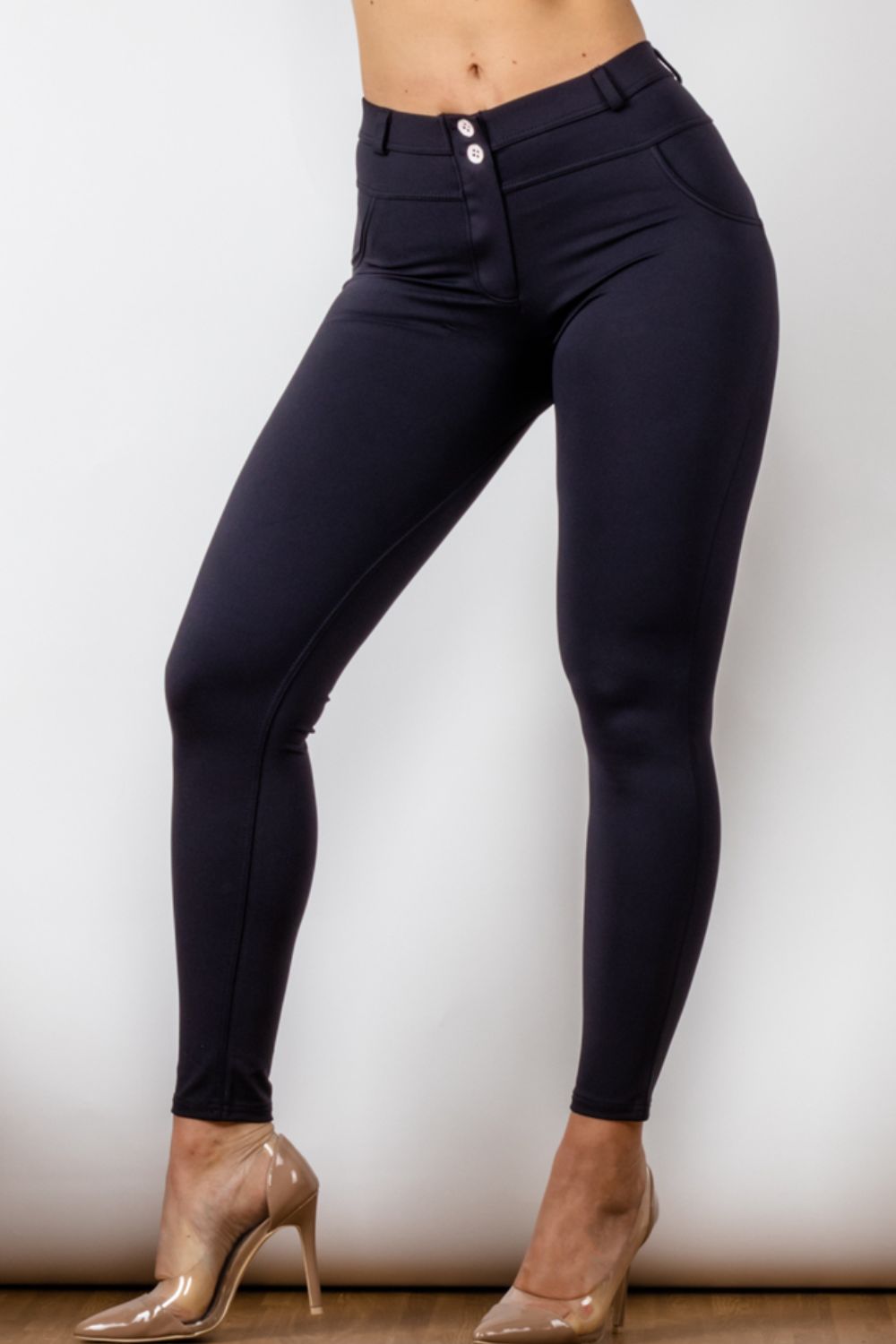 Comfy Huggers Black Buttoned Skinny Long | Jeans