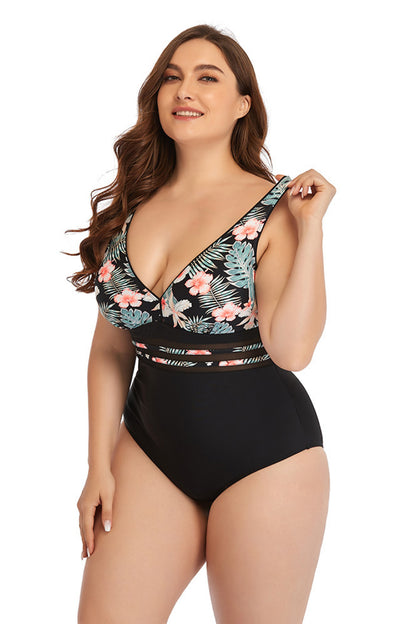 Floral Cutout Tie-Back | One-Piece Swimsuit