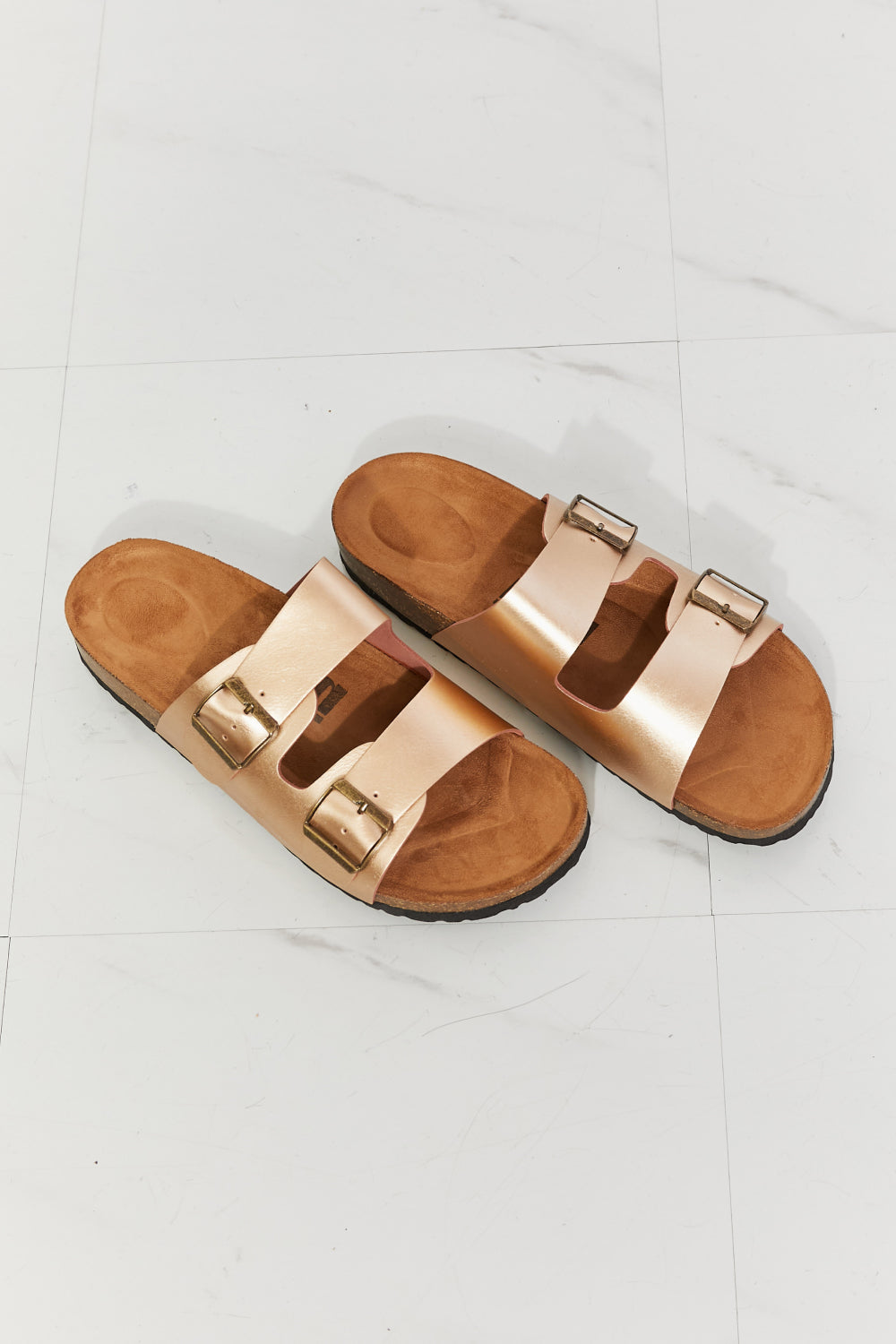 Double-Banded Gold | Slide Sandal