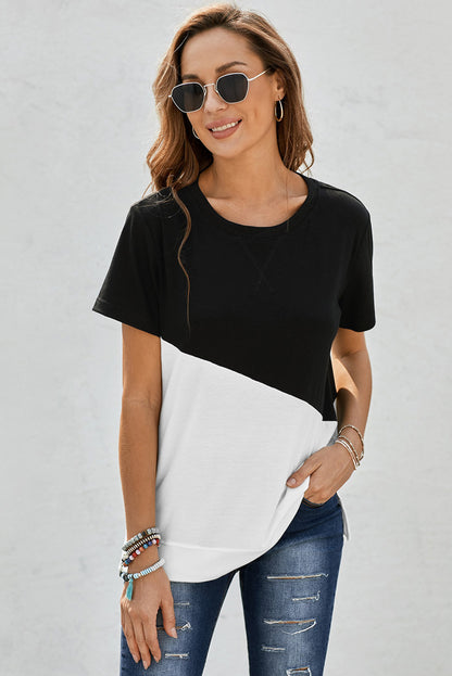 Slanty Two-Tone Round Neck | Tee