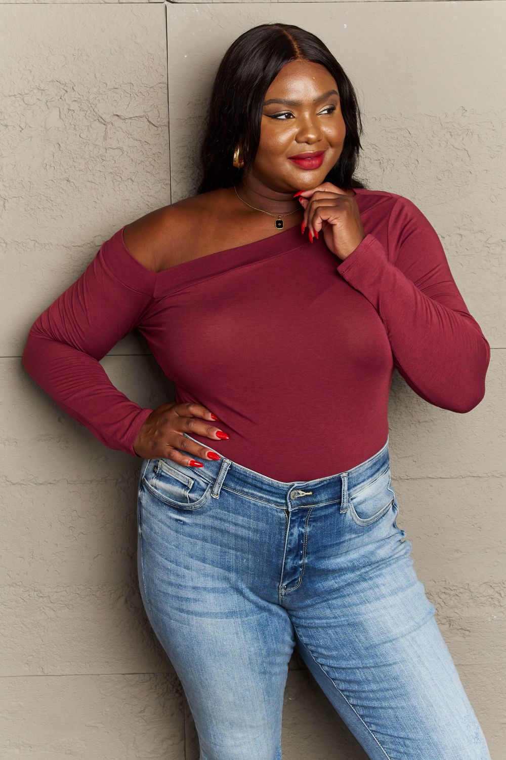 Asymmetrical Neck Long Sleeve | Top