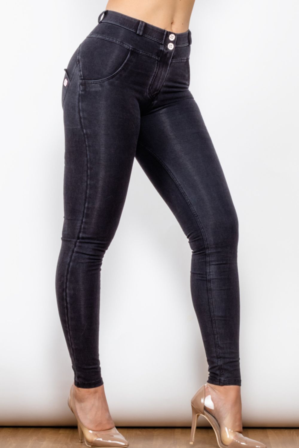 Comfy Huggers Deep Navy Buttoned Skinny Long | Jeans