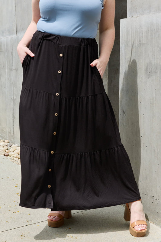 Solid Color Buttoned Maxi | Skirt