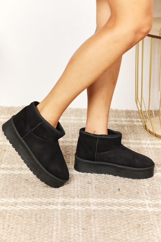 Fleece Lined Chunky Platform Mini | Boots