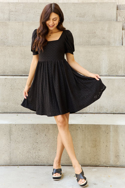 Square Neck Crochet Mini | Dress