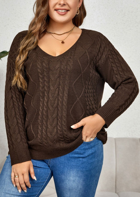 V-Neck Cable-Knit Long Sleeve | Sweater