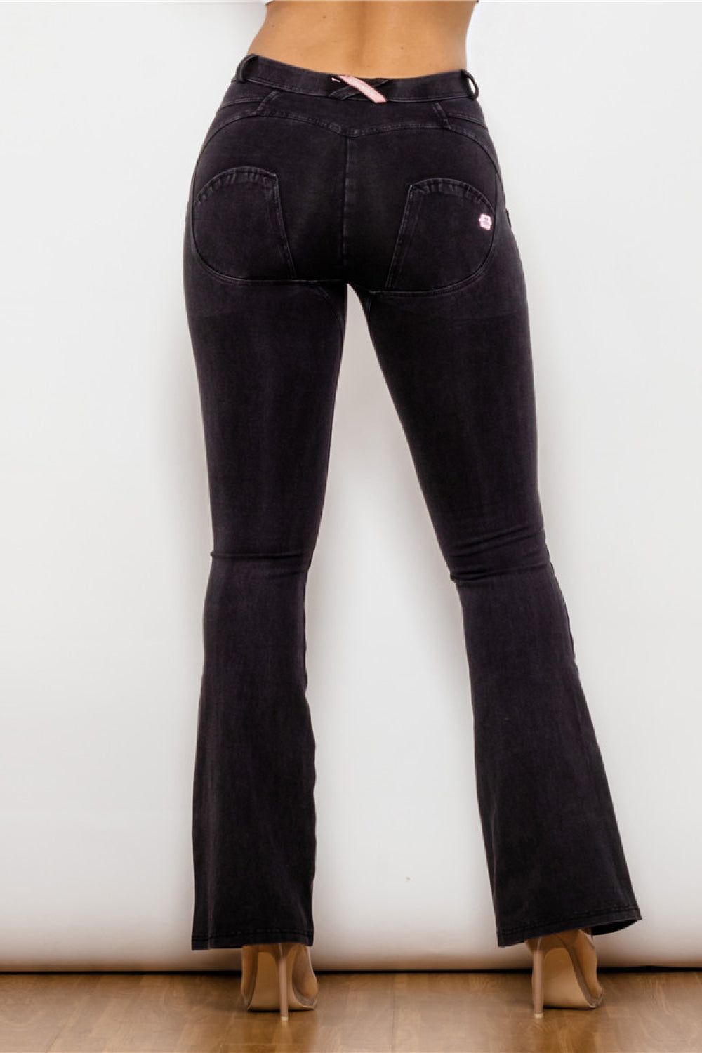 Comfy Huggers Black Buttoned Flare | Jeans