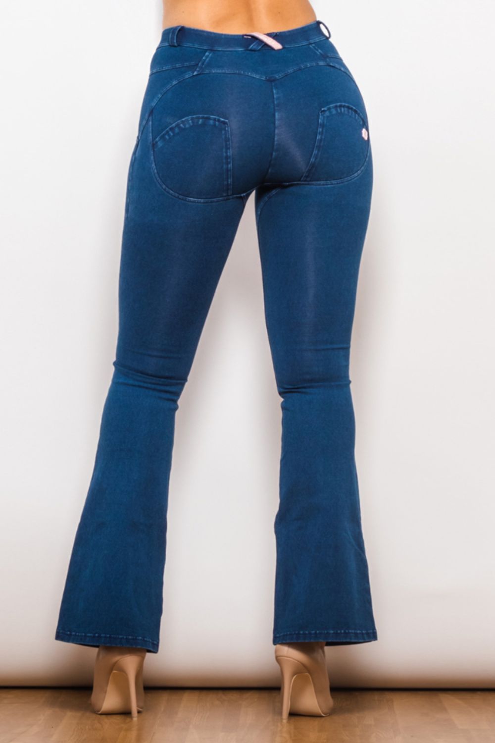 Comfy Huggers Navy Buttoned Flare Long | Jeans