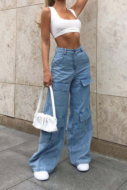 Wide Leg Knee Pocket | Jeans