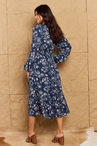Balloon Sleeve Floral Midi | Dress