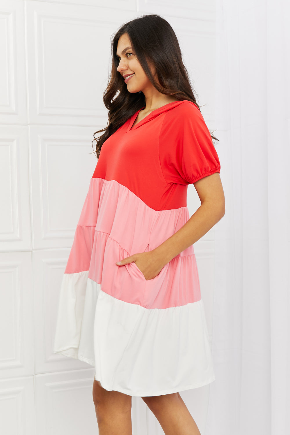 Color Blocked Hooded | Dress