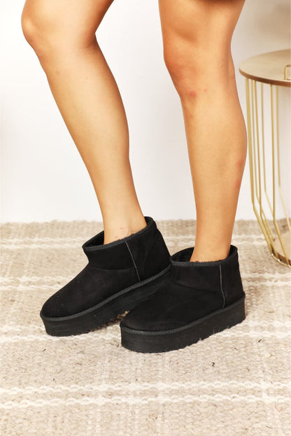 Fleece Lined Chunky Platform Mini | Boots