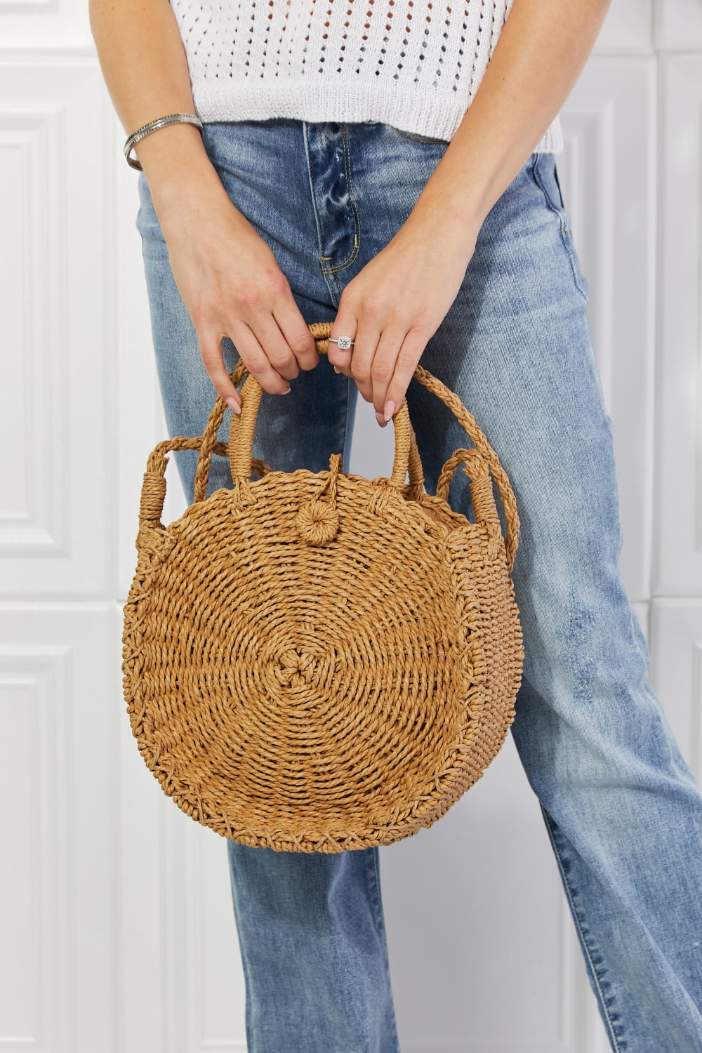 Caramel Rounded Rattan | Handbag