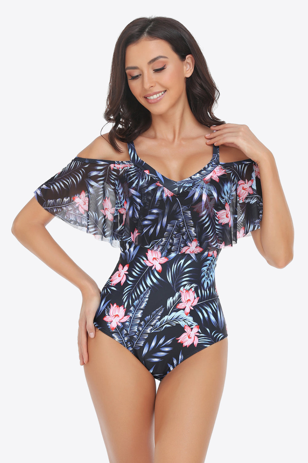 Cold-Shoulder Layered | One-Piece Swimsuit