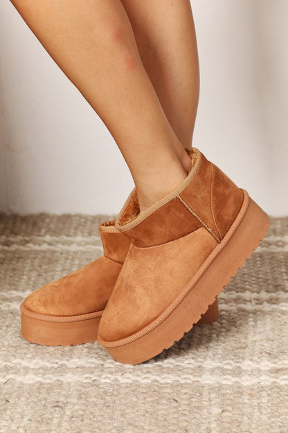 Fleece Lined Chunky Platform Mini | Boots