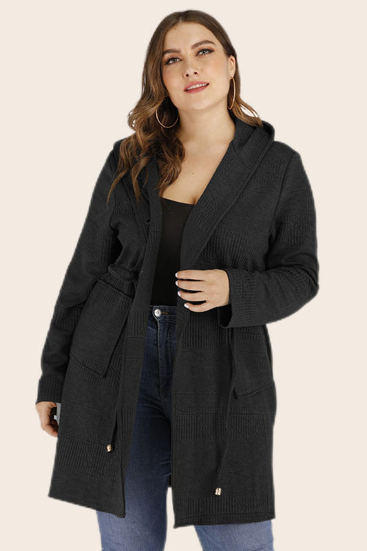 Drawstring Waist Hooded | Cardigan