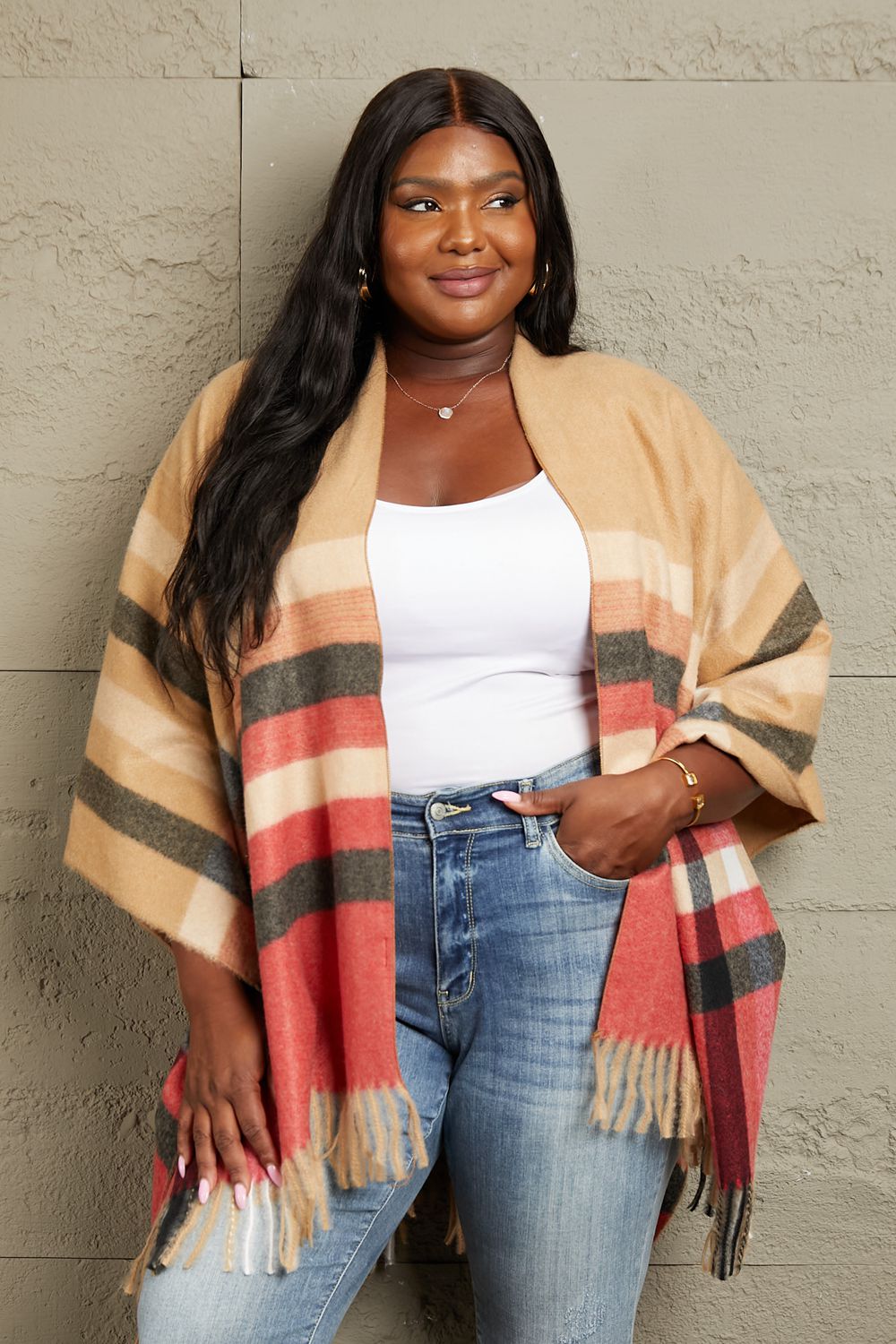 Plaid Shawl Poncho | Cardigan