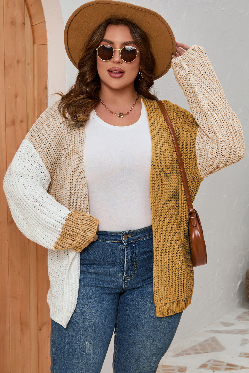 Color Block Dropped Shoulder | Cardigan