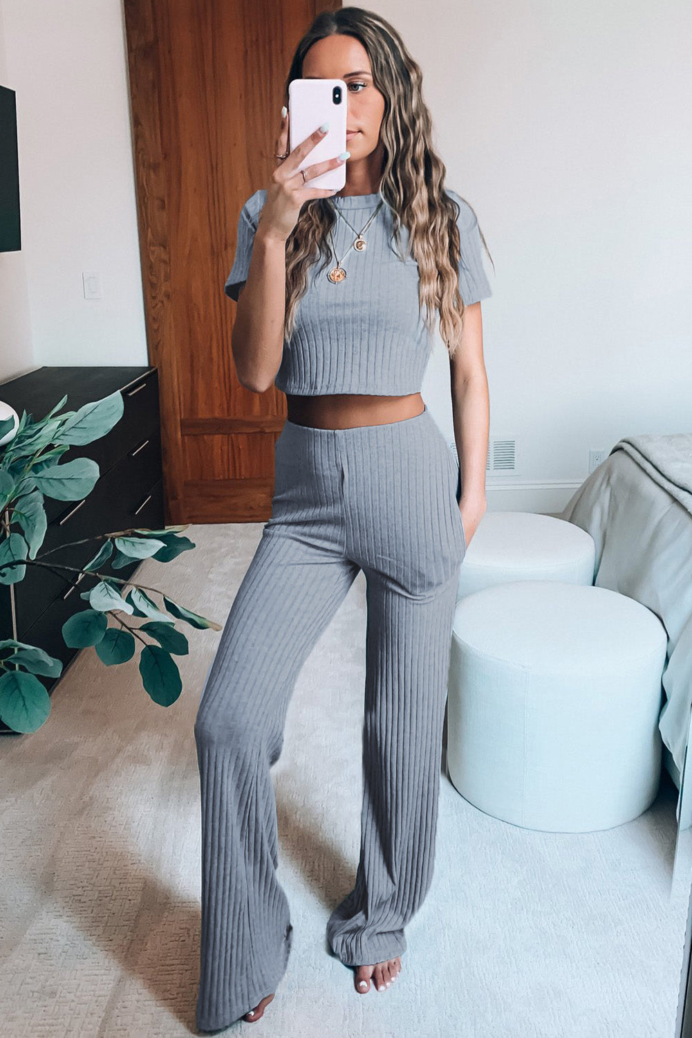 Crop T-Shirt + Wide Leg Pants | Lounge Set