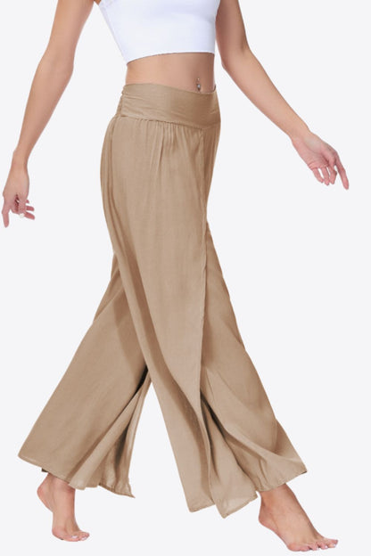 Smocked Split Wide Leg Long | Pants