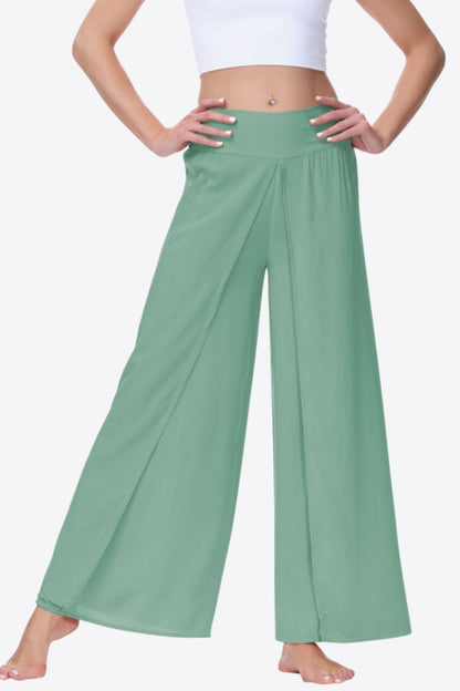 Smocked Split Wide Leg Long | Pants