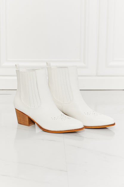 Stacked Heel Chelsea in White | Boot