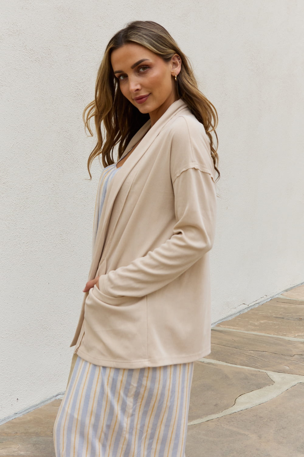 Soft Ribbed Open Front | Cardigan