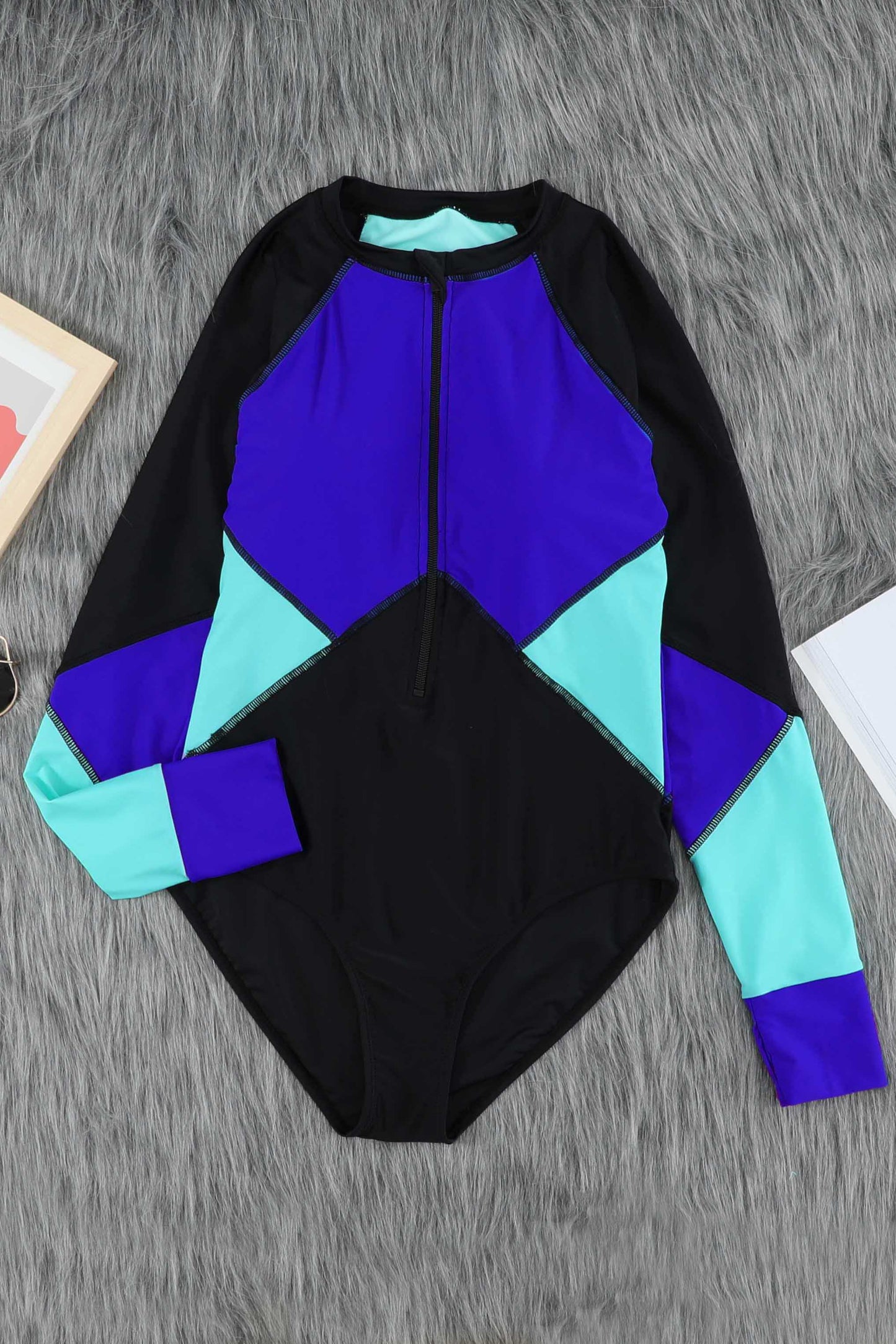 Color + Half Zip Long Sleeve | One-Piece Swimsuit