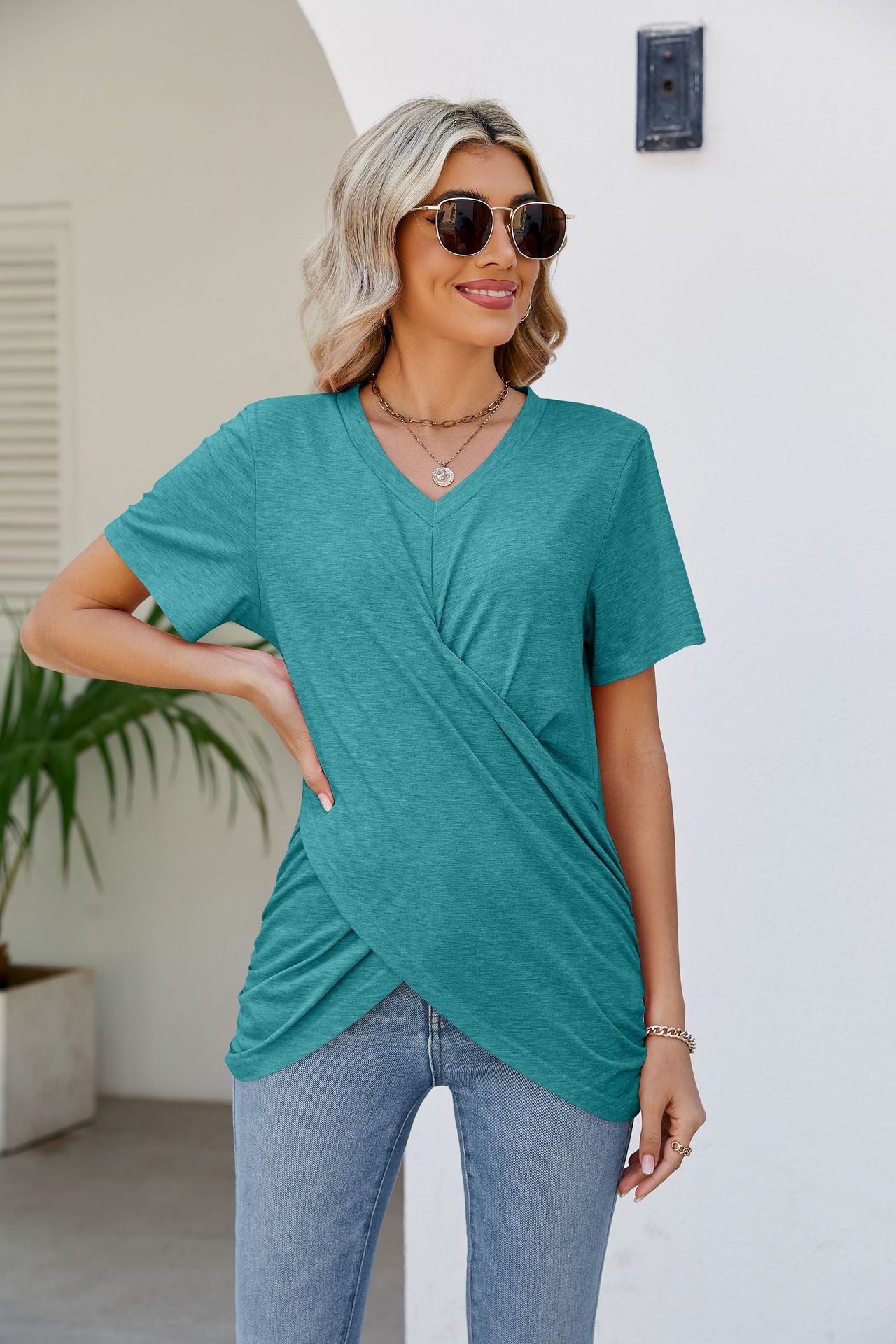 V-Neck Crisscross Short Sleeve | Tee